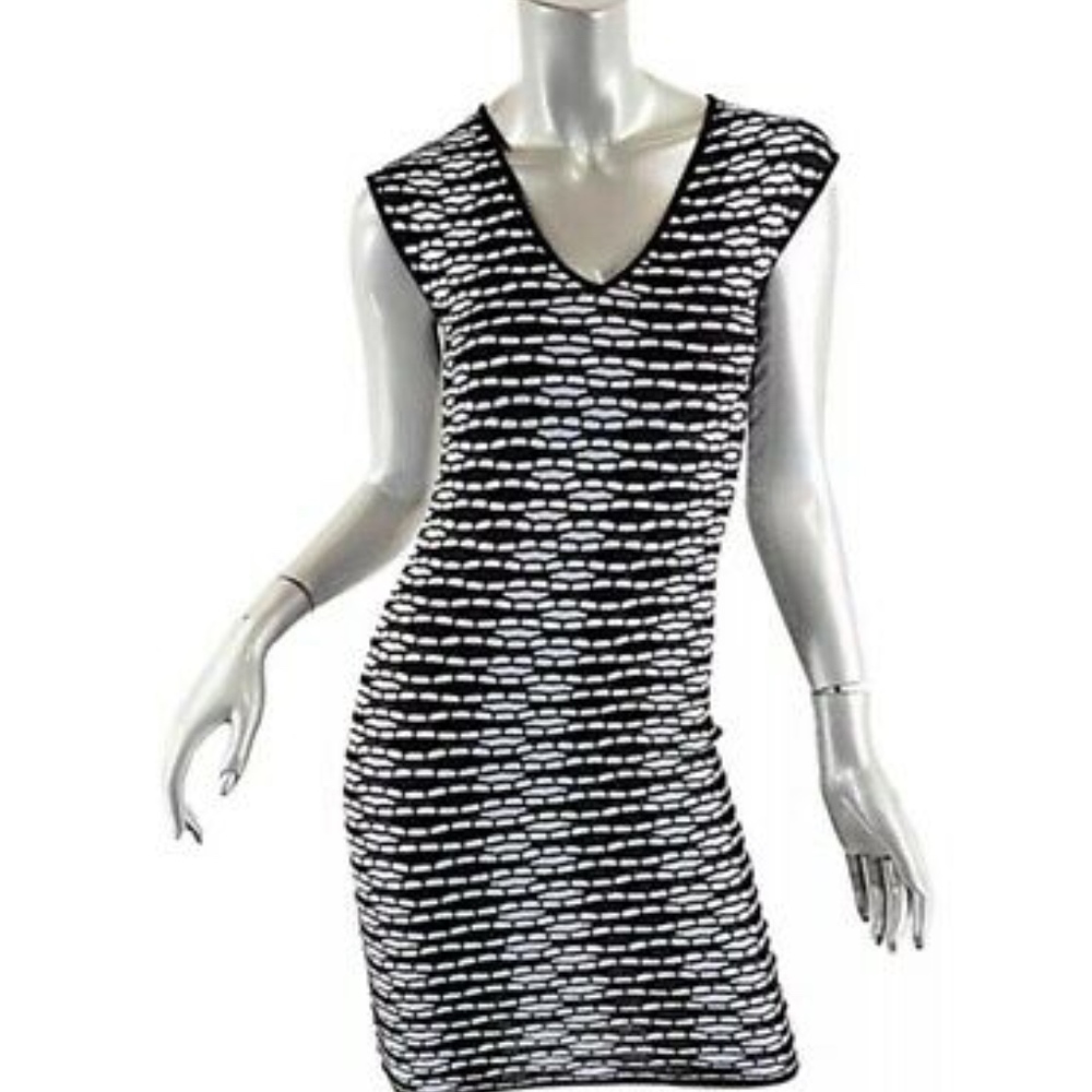 M Missoni Black & White Knit Stretch Sheath Dress